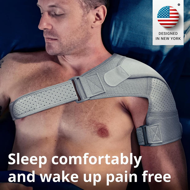 Shoulder Brace - Support & Injury Prevention Brace- Joint Pain Releaser- Shoulder Compression Wrap Strap - Adjustable Injury Accessories for Shoulders - Premium Quality Strap by FIGHTECH (Pink, L-XL)