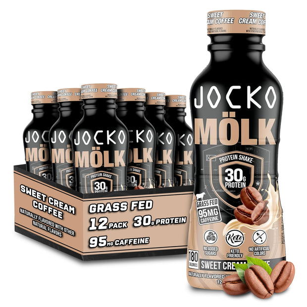 Jocko Mölk 30g Grass Fed Protein Shakes – No Added Sugar Protein Drinks KETO Friendly - Ready to Drink 12 FL Oz (Pack of 12) Chocolate