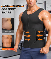 Junlan Sauna Suit for Men 2 in 1 Waist Trainer Sauna Shirt for Men Sweat Band for Stomach