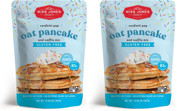Miss Jones Baking Original Oat Pancake and Waffle Mix - Made with Oat Flour, Gluten Free, 10g of Protein, 100% Whole Grains,13.99 Ounce (Pack of 1)