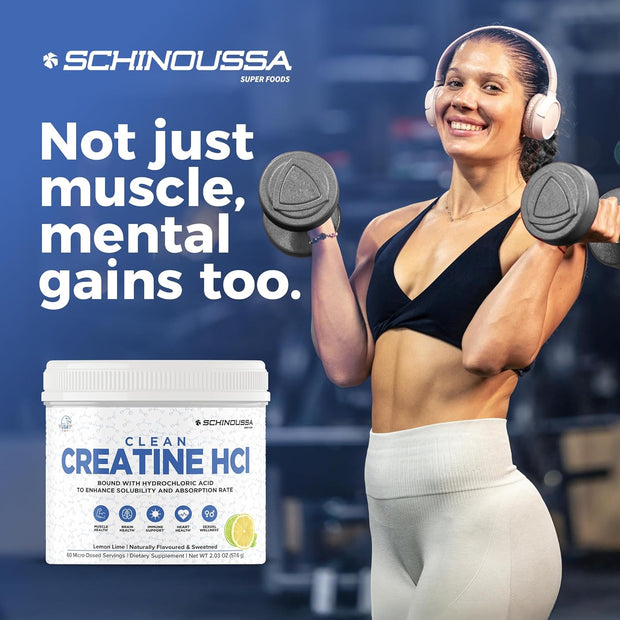 Lemon Lime Creatine HCL Powder | Micro-Dosed High Absorption Creatine | Naturally Flavored & Sweetened | Stimulant-Free | Vegan, Gluten-Free | Pre/Post Workout Supplement | 60 Servings