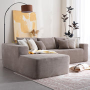 114" Boneless Couches for Living Room, Brown Faux Leather Cloud Sectional Couches with Chaise, Deep Seat L Shaped Modular Sofa, No Assembly Required Sofas in a Box (Right,Faux Leather,Brown)