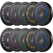 Papababe Weight Plates, 2-Inch Weights Plates Set, Floor Protective Rubber Weight Plates, 10-600lbs Bumper Plates for Barbell Strength Training & Weightlifting (Single/Pair/Full Set)