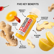 +GNGR Immunity Booster Organic Ginger and Turmeric Shot - Cold Pressed Ginger Shots with Turmeric, Cayenne Pepper, Orange, Lemon for All Natural Immune & Digestive Support (2 Oz, Pack of 12)