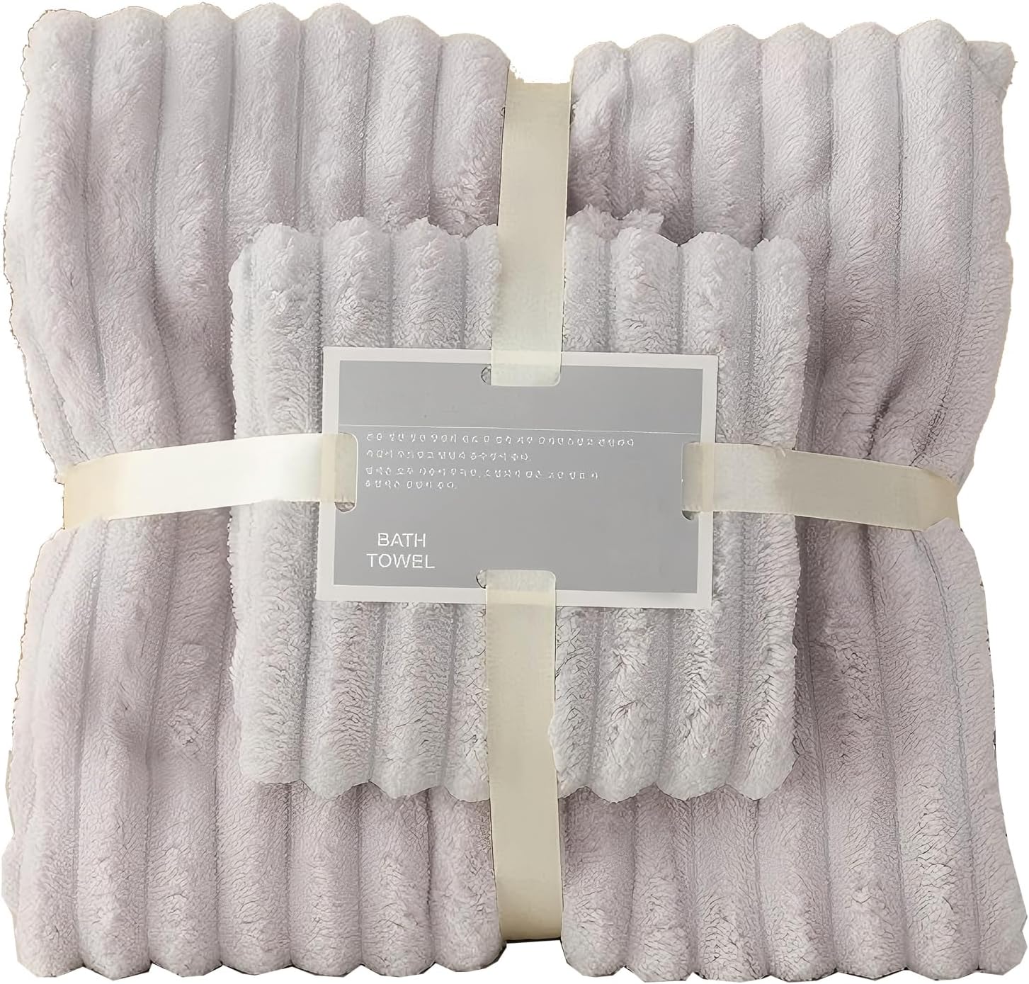 Coral Fleece Towel and Bath Towel Set Extra Thick Absorbent Wave Pattern 2 Piece Set for Home Spa and Travel Soft and Quick Drying (Grey)