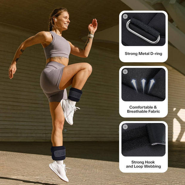 Sportneer Ankle Weights 0.5/1/2/3/5 LBS 1 Pair Wrist Leg Arm Weights for Women Men Kids Child with Adjustable Straps, Strength Weighted for Jogging Running Walking Fitness Gym Workout