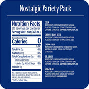 Zevia Zero Calorie Soda, Nostalgic Variety Pack, 12 Fl Oz (Pack of 20)
