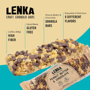 Lenka Bars - Peanut Butter & Chocolate Snack Bars, Gluten Free, High Fiber, Kosher, Wholesome, No Artificial Flavors, Individually Wrapped - 12 Pack