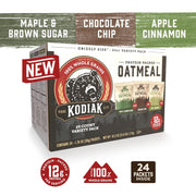 Kodiak Cakes Instant Oatmeal Packets Variety Pack - High Protein - 100% Whole Grains Breakfast Food - Maple & Brown Sugar, Apple Cinnamon, & Chocolate Chip (24 Packets)