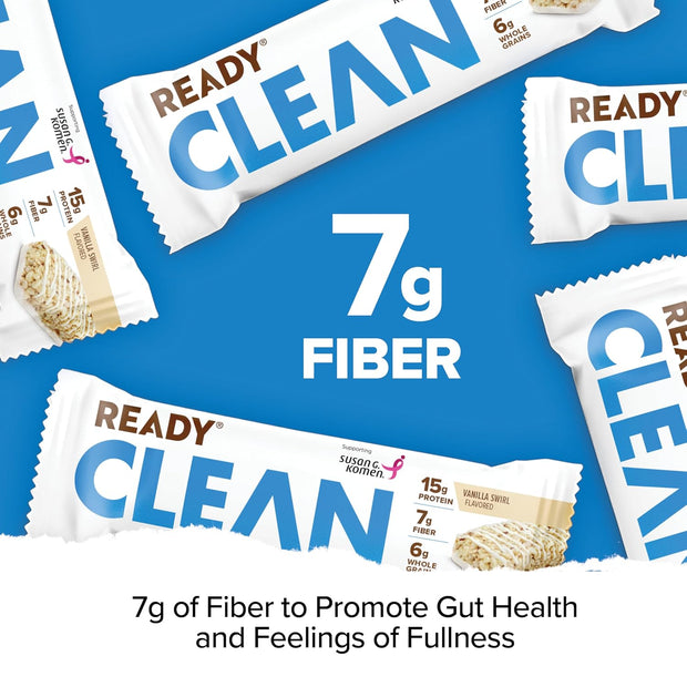 Ready® Protein Bars – High-Protein Snack with 15g Whey Protein, All-Natural Ingredients, Supports Lean Muscle and Recovery, No Artificial Sweeteners – Vanilla Swirl, 12-Pack