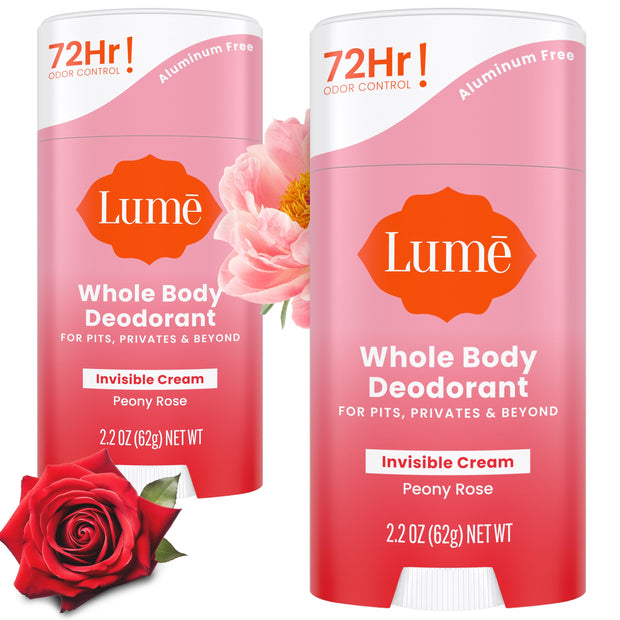 Lume Whole Body Deodorant - Invisible Cream Stick - 72 Hour Odor Control - Aluminum Free, Baking Soda Free, Skin Safe - 2.2 Ounce (Pack of 2) (Soft Powder)