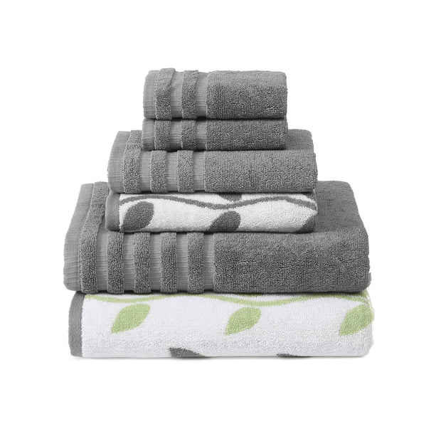 Modern Threads Oxford 6-Piece 100% Cotton Towel Set – Yarn Dyed Jacquard & Solid – Includes 2 Bath Towels, 2 Hand Towels, 2 Washcloths – Absorbent, Quick Dry, Soft & Durable – Aqua