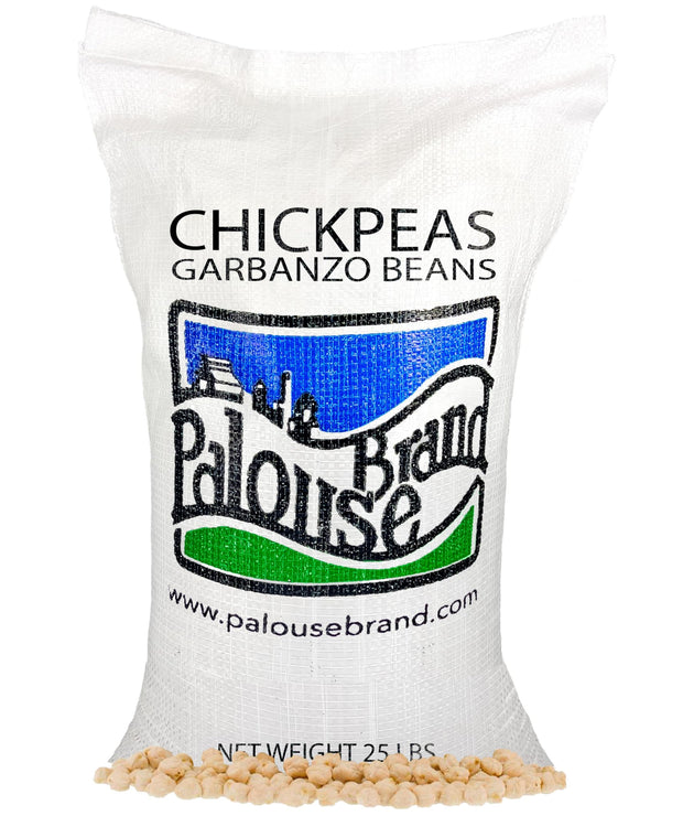 Palouse Brand Certified Glyphosate Residue Free Chickpeas | Garbanzo Beans | 25 LBS | Family Farmed in Washington State | Non-GMO Project Verified | Kosher Parve | USA Grown | Field Traced