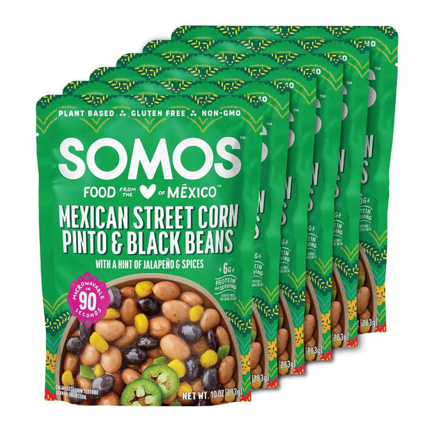 SOMOS Pinto & Black Beans - Gluten Free, Non-GMO, Vegan Ready-to-Eat Microwavable Meals - Delicious, Healthy & Plant Based Convenience - Perfect for Quick, Healthy Dining |10oz Pouch (Pack of 6)