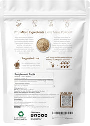 Micro Ingredients Organic Lion’s Mane Mushroom Powder, 8oz | Pure Fruiting Body Superfood | Supports Brain, Focus, Energy & Immune Health | Great for Smoothies & Coffee | Filler Free, Vegan, Non-GMO