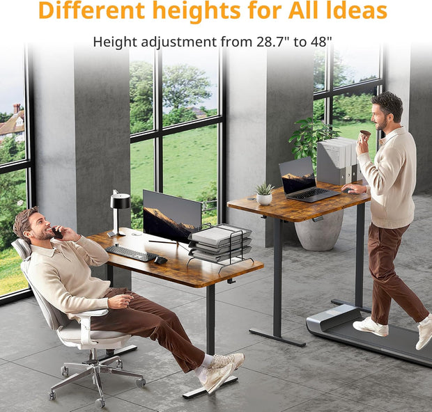 Simple Deluxe Electric Standing Desk, Standing Desk Adjustable Height, 24x40 Inches Sit Stand up Desk, Ergonomic Rising Computer Table with Memory Preset, Rustic Brown