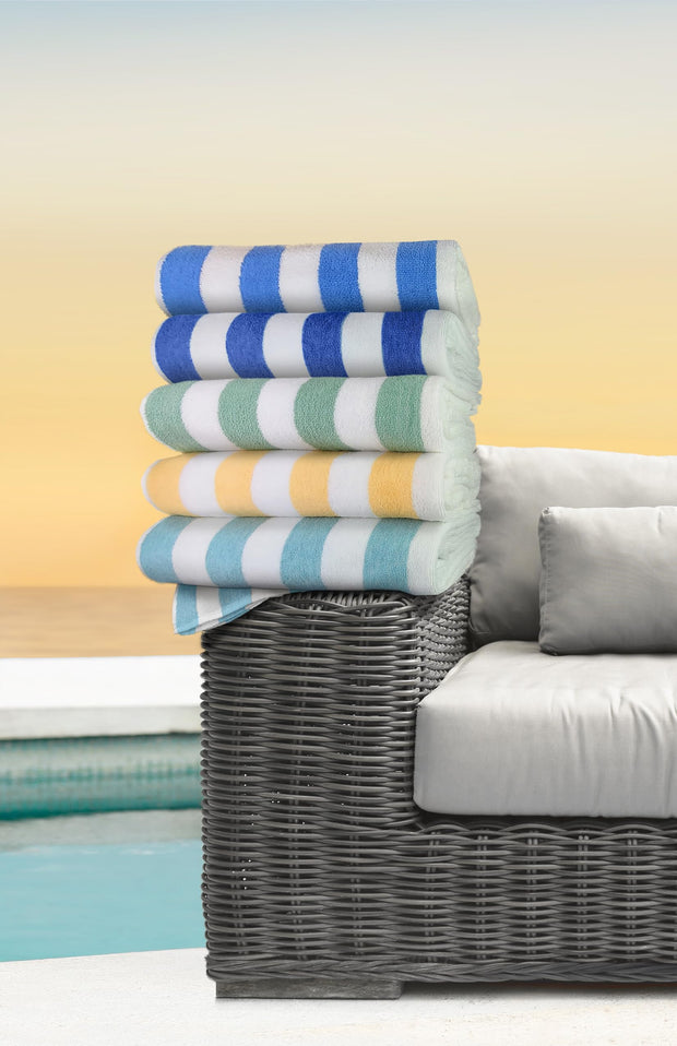 Oxford Cabana Stripe Beach Towels (Gold) PKG of 1 Dozen Size 30 x 70 Inches