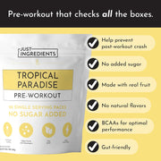 Pre-Workout Tropical Paradise | 30 Servings | Made with Real Food Ingredients | Gluten-Free | No Artificial Sweeteners or Preservatives | Supports Energy and Endurance