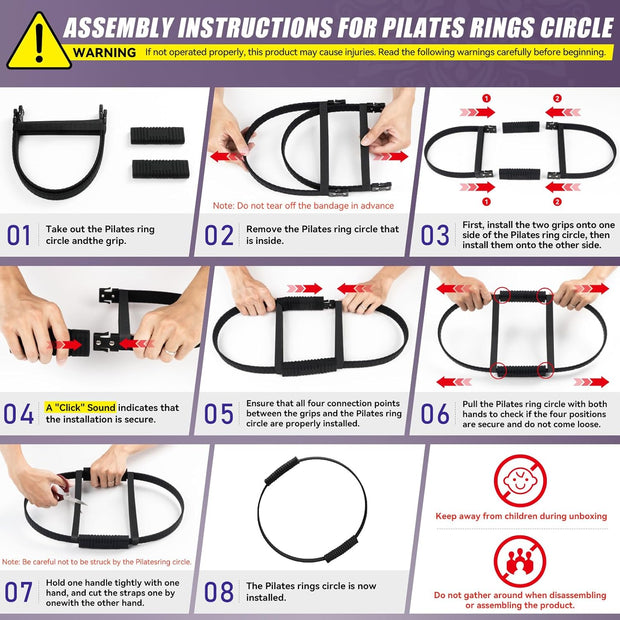 Pilates Ring Circle, 14" Magic Circle Pilates Rings for Focusing on Toning Inner Thighs, Arms, and Core, Fitness Exercise Ring Workout Ring for Yoga and Pilates