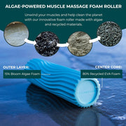 Oceanfoam Ripple Travel Foam Roller (11" x 3.35") Firm Mini Foam Roller for Physical Therapy, Deep Tissue Massage, Back Pain - High Density, Ergonomic Wave Textured - Yoga, Exercise (Black Marbled)