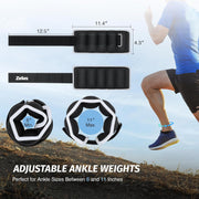 ZELUS 1 Pair Adjustable Ankle Weights, 2 4 6 8 10 lb Modularized Leg Weight Straps for Women Men, Weighted Ankle Weight Set with Removable Sandbags, 1-5 lb per Ankle Strap for Gym Yoga Jogging Walking