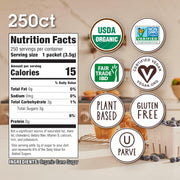 Sugar In The Raw Organic Granulated White Premium Cane Sugar, No Added Flavors or erythritol, Pure Natural Sweetener, Hot & Cold Drinks, Coffee, Tea Vegan, Gluten-Free, Non-GMO, Bulk Sugar, 250 ct packets (1-Pack)