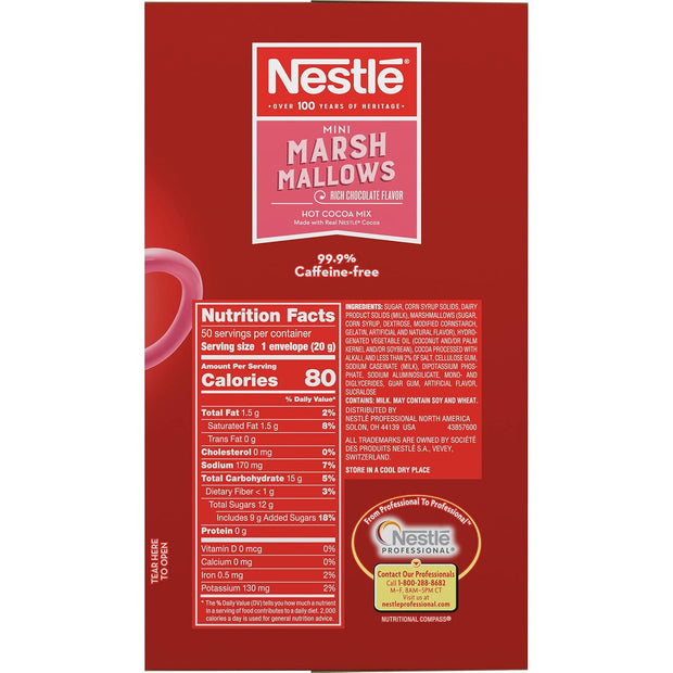 Nestle Hot Chocolate Packets, Milk Chocolate Flavor Hot Cocoa Mix, Made with Real Cocoa, Bulk Pack, 0.71 oz Packet (60 Count)