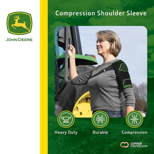 John Deere Shoulder Compression Sleeve by Copper Compression – Rotator Cuff Support for Tendonitis, Frozen Shoulder, Joint Pain & Inflammation – Seamless Knit Brace for Stability & Comfort – S/M