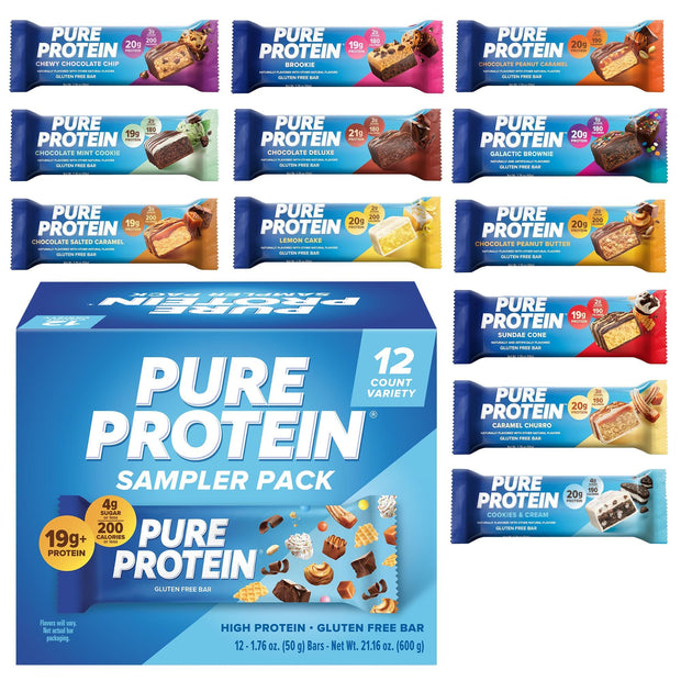 Pure Protein Galactic Brownie Bars - 12 Count Box | 20g High Protein, Gluten-Free, On-the-Go Snack | Ideal Pre & Post-Workout Fuel | Low Sugar, Great Taste!