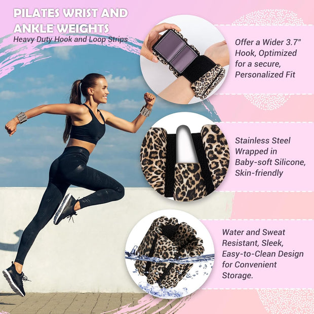 Wrist Ankle Weights for Women Set of 2, Adjustable Silicone Weighted Bangles, Wearable Ultra-durable Strips Weight Bracelet 2 lbs/4 lbs for Yoga, Pilates, Barre, Walking, Arm & Leg Workout