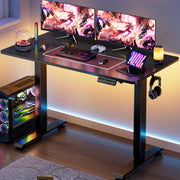 Veken 47.2" Standing Desk Electric, Height Adjustable Sit Stand Up, Wood Desktop, Work Home Office, Computer PC Table, Writing Rising Desks, Brown