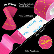 OK TAPE Synthetic Kinesiology Tape Precut Strips, Waterproof Kinesiology Athletic Tape for Joint & Muscle Support, Reflective and Durable Tape, 2in×16.4ft Roll 20PCS | Beige