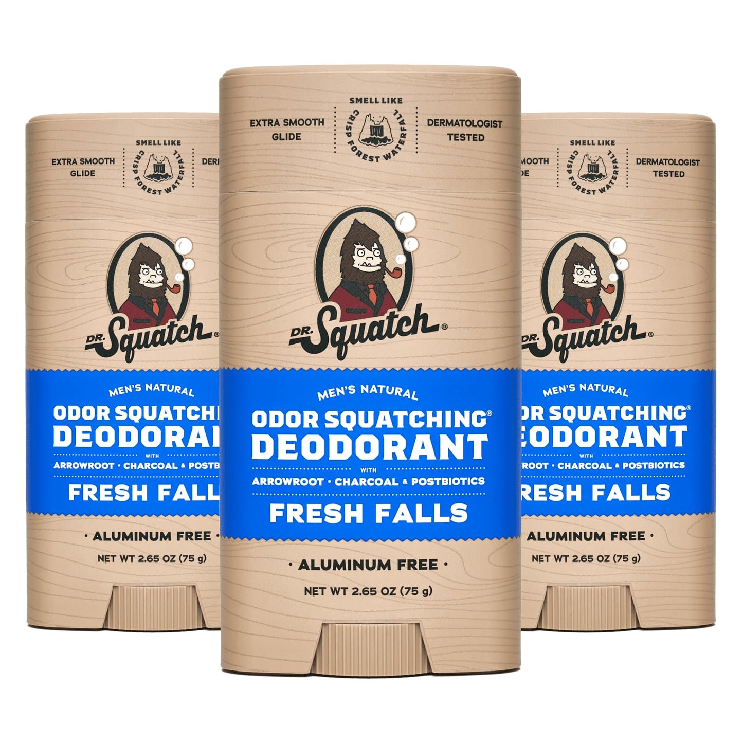 Dr. Squatch Natural Deodorant for Men 3 Pack – Odor-Squatching Men's Deodorant Aluminum Free (2.65 oz, 3 Pack)