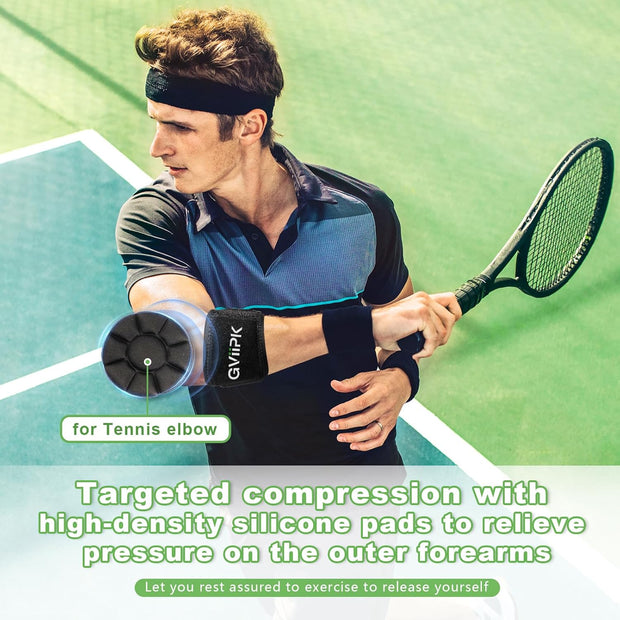 Tennis Elbow Brace Strap for Tendonitis Elbow Relief for Men & Women, Golfers Elbow Brace, Arm Forearm Braces Bands, Golf Elbow Pads Support - Black 1 Pack