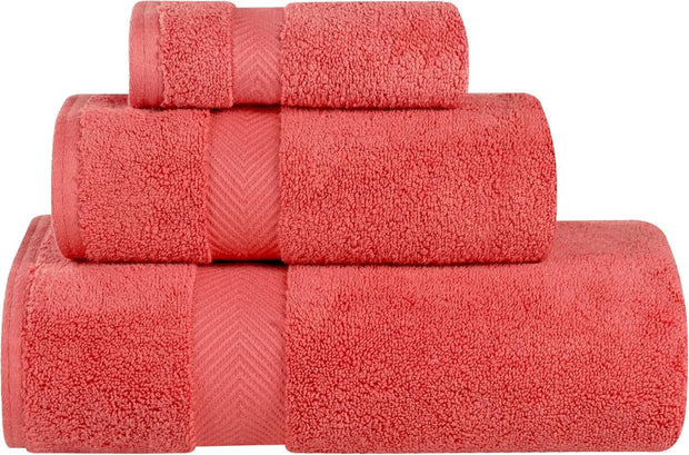 Superior Zero Twist 100% Cotton Bathroom Towels, Super Soft, Fluffy, and Absorbent, Premium Quality 6 Piece Towel Set with 2 Washcloths, 2 Hand Towels, and 2 Bath Towels, Coral