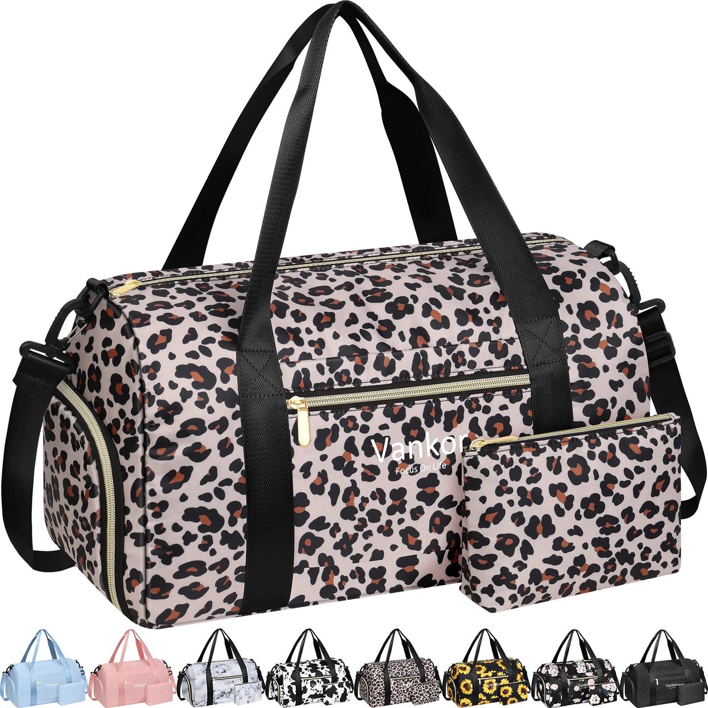 Gym Bag for Women with Shoe Compartment Waterproof, Sports Duffle Bag for Travel Duffel Weekender Carry on Beach Yoga Overnight Luggage Mommy Maternity Hospital Bag Blue 17.5 Inch