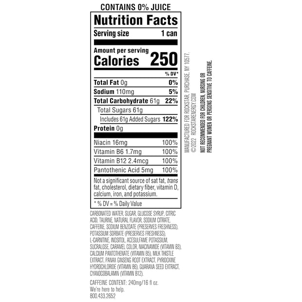 Rockstar Energy Drink Punched Hardcore Apple, 16oz Cans (12 Pack)