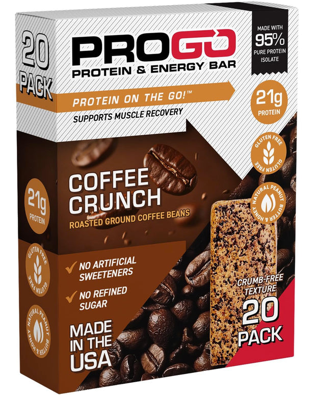 ProGo Protein Bars, Low Sugar, High Protein Snacks (Up to 21g) - 95% Pure Isolate for Faster Muscle Growth & Recovery, Low Calorie, Sweetened w/Peanut Butter & Raw Honey (4-Count, Starter Pack)