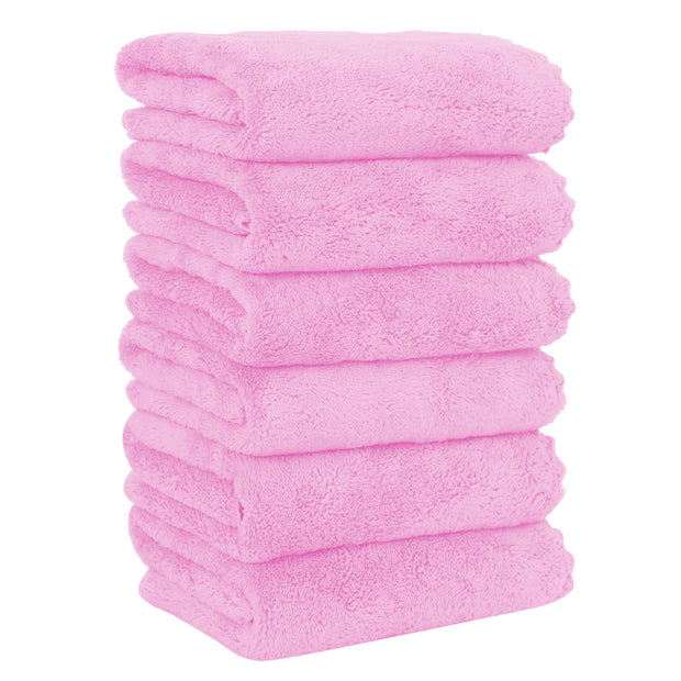 MOONQUEEN 6 Pack Premium Hand Towels - Quick Drying - Microfiber Coral Velvet Highly Absorbent Towels - Multipurpose Use as Hotel, Bathroom, Shower, Spa, Hand Towel 16 x 28 inches (Gray)