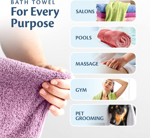 Small and Lightweight Cotton Towels Assorted Pastel Mix 24 x 40 inches Towels (6) Perfect Size for Hair Drying and Small Children