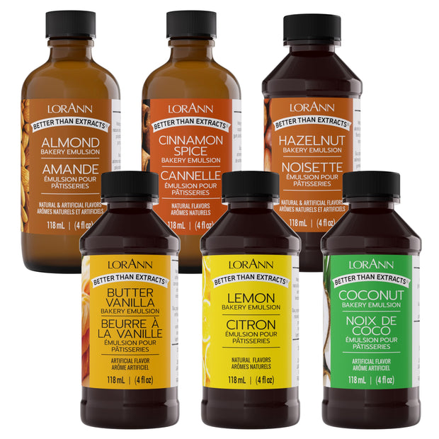 Lorann Oils Variety Bakery Emulsion: Multiple Flavors, Perfect for Enhancing Baking Variety in Cakes, Cookies & Desserts, Gluten-Free, Keto-Friendly, Baking Essential for Your Kitchen, 4oz per Bottle