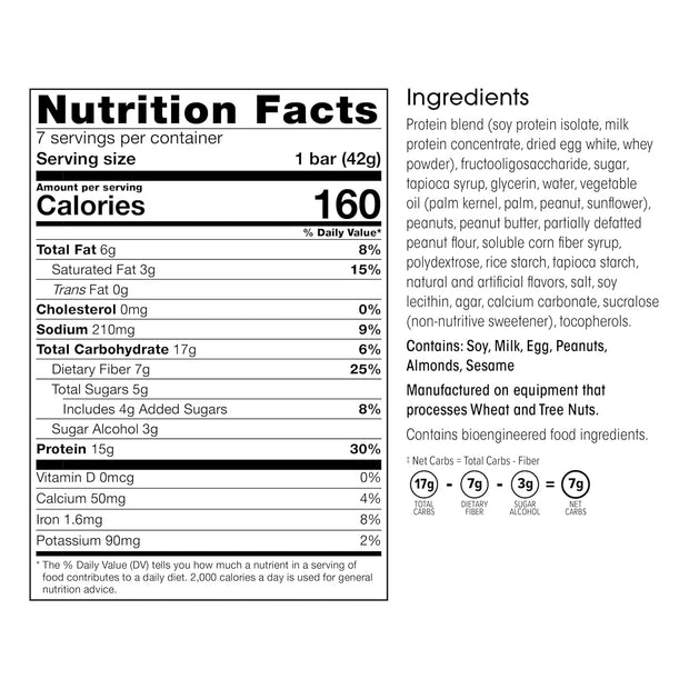 Wonderslim High Fiber Protein Bars, Fluffy Nutter | 15g Protein, 7g Fiber | Low Sugar, Low Carb | Healthy Indulgence | Satisfying, Supports Energy & On-the-Go Convenience, 7 Pack