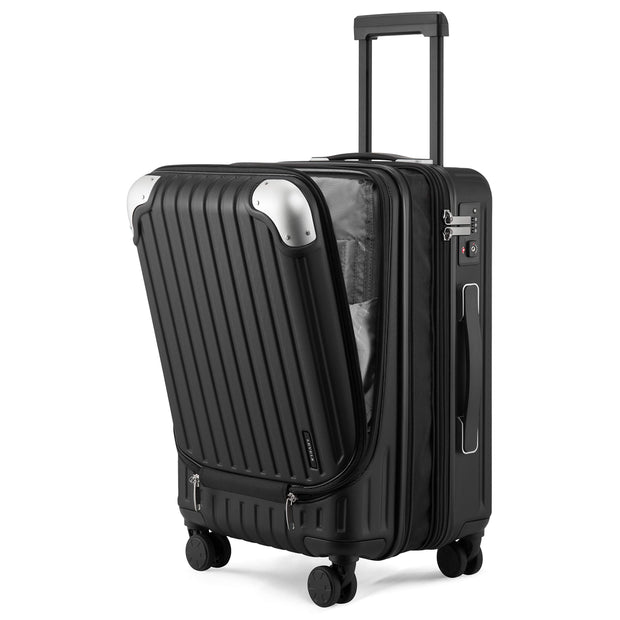 LEVEL8 Grace Carry On Luggage, 20 Inch Hardside Suitcase, Abs+Pc Harshell Spinner Luggage with Tsa Lock, Spinner Wheels, Grey, 20-Inch Carry-On