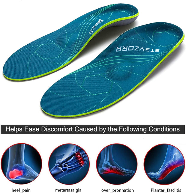 STSVZORR 220 lbs+ High Arch Support Insert Metatarsal Pad Pain Relief Men Women Plantar Fasciitis Insole Orthotic Flat Feet Heel Spur Comfort Standing All Day, Work Boots Shoe Insole