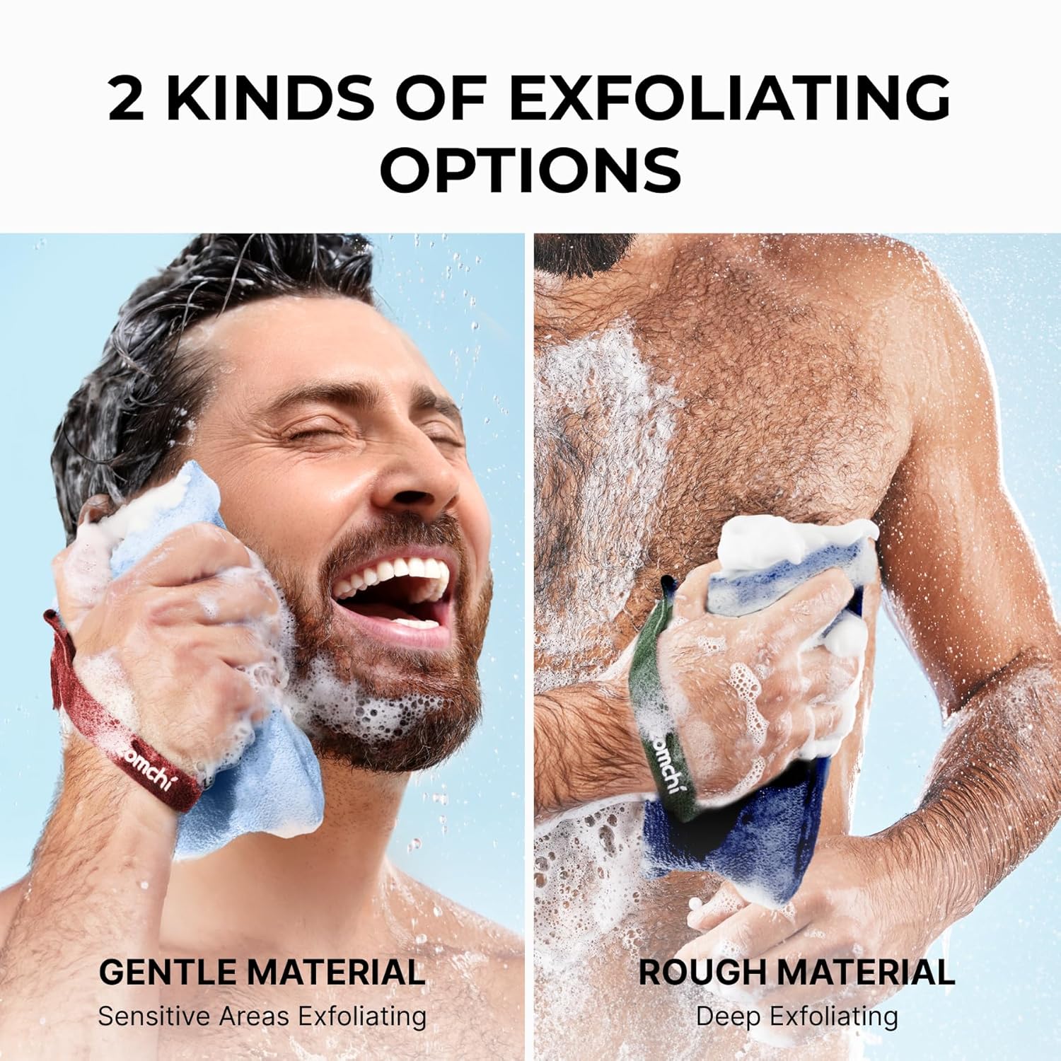 ZOMCHI 2 Pieces Soap Bags for Soap Bars with Different Roughness, Exfoliating Soap Saver Bags, Soap Pouch for Body Wash (Blue)