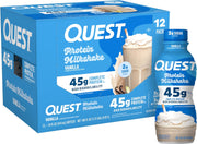 Quest Nutrition Vanilla Protein Shake, 45g Protein, 2g Sugar, 3g Net Carbs, Ready to Drink, Gluten Free, 12 Count