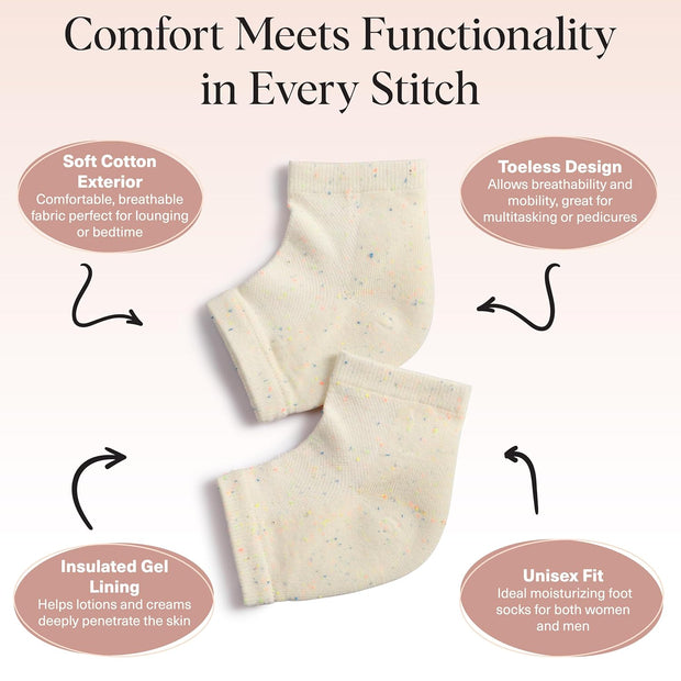 Kitsch Moisturizing Socks for Cracked Heel Treatment – Reusable Spa Socks for Women & Men with Insulated Gel Lining - Overnight Heel Socks for Dry Cracked Feet, Hydrating, Open-Toe Design - 1 Pair