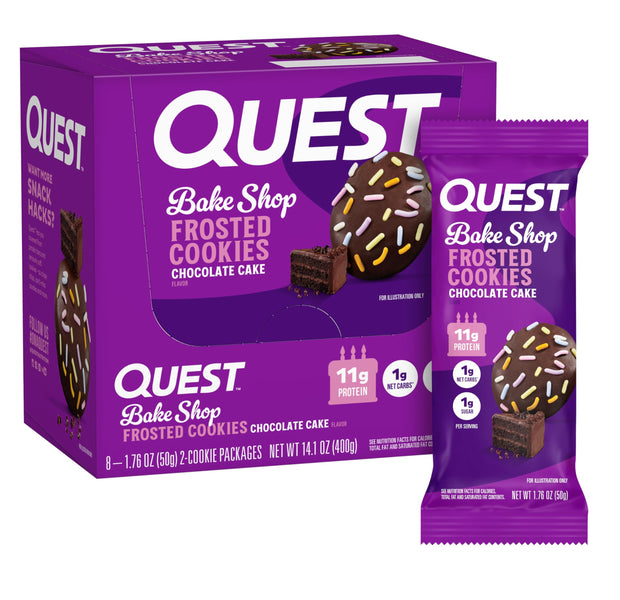 Quest Nutrition Frosted Cookies Twin Pack, Strawberry Cake, 1g Sugar, 10g Protein, 2g Net Carbs, Gluten Free, 16 Cookies