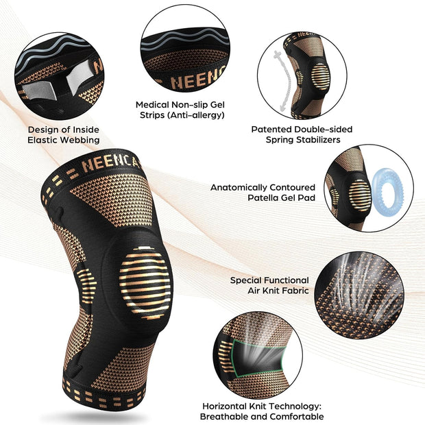 NEENCA Professional Knee Brace for Pain Relief, Medical Knee Support with Patella Pad & Side Stabilizers, Compression Knee Sleeve for Meniscus Tear, ACL, Joint Pain, Runner, Workout - FSA/HSA Eligible