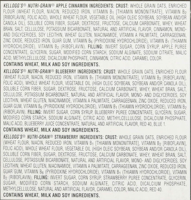 Kellogg's Nutri-Grain Cereal Bars (Variety Pack of Apple Cinnamon, Blueberry, Strawberry, 48-Count Box)
